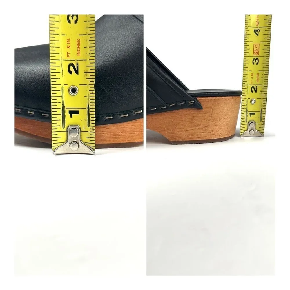 M. Gemi Black Leather Mules with Gold Accent - Picture 15 of 16